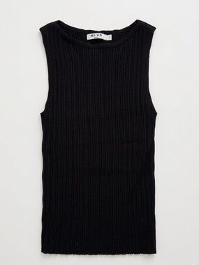 NA-KD Black Ribbed Sleeveless Tank Top
